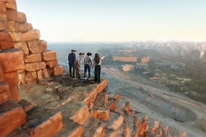 People looking down at the Gizeh Plateau