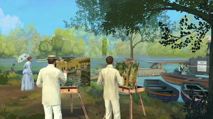 Monet and Renoir painting